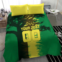 Personalized Senegal Football Lion Bedding Set Fierce Roaring Lion Soccer Art With Senegal Flag