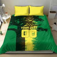 Personalized Senegal Football Lion Bedding Set Fierce Roaring Lion Soccer Art With Senegal Flag
