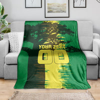 Personalized Senegal Football Lion Blanket Fierce Roaring Lion Soccer Art With Senegal Flag