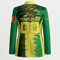 Personalized Senegal Football Lion Blazer Fierce Roaring Lion Soccer Art With Senegal Flag