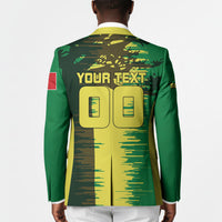Personalized Senegal Football Lion Blazer Fierce Roaring Lion Soccer Art With Senegal Flag