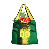 Personalized Senegal Football Lion Grocery Bag Fierce Roaring Lion Soccer Art With Senegal Flag