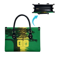 Personalized Senegal Football Lion Leather Bag Fierce Roaring Lion Soccer Art With Senegal Flag