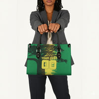 Personalized Senegal Football Lion Leather Bag Fierce Roaring Lion Soccer Art With Senegal Flag
