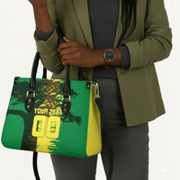 Personalized Senegal Football Lion Leather Bag Fierce Roaring Lion Soccer Art With Senegal Flag