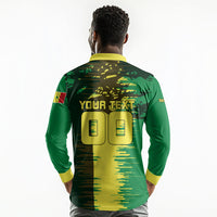 Personalized Senegal Football Lion Long Sleeve Polo Shirt Fierce Roaring Lion Soccer Art With Senegal Flag