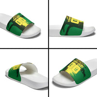 Personalized Senegal Football Lion Slide Sandals Fierce Roaring Lion Soccer Art With Senegal Flag