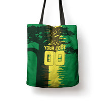 Personalized Senegal Football Lion Tote Bag Fierce Roaring Lion Soccer Art With Senegal Flag