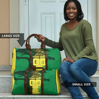 Personalized Senegal Football Lion Travel Bag Fierce Roaring Lion Soccer Art With Senegal Flag