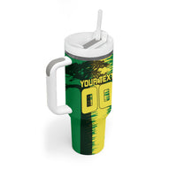 Personalized Senegal Football Lion Tumbler With Handle Fierce Roaring Lion Soccer Art With Senegal Flag