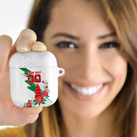 Personalized Iraq Football AirPods Case Hawk Mascot Soccer - Samarra Tower And Red Roses
