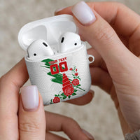 Personalized Iraq Football AirPods Case Hawk Mascot Soccer - Samarra Tower And Red Roses