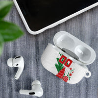 Personalized Iraq Football AirPods Case Hawk Mascot Soccer - Samarra Tower And Red Roses