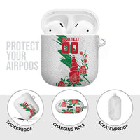 Personalized Iraq Football AirPods Case Hawk Mascot Soccer - Samarra Tower And Red Roses