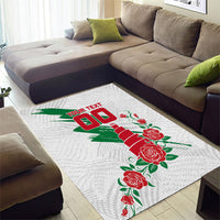 Personalized Iraq Football Area Rug Hawk Mascot Soccer - Samarra Tower And Red Roses