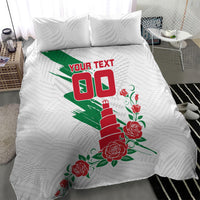 Personalized Iraq Football Bedding Set Hawk Mascot Soccer - Samarra Tower And Red Roses
