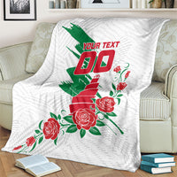 Personalized Iraq Football Blanket Hawk Mascot Soccer - Samarra Tower And Red Roses