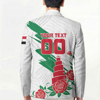 Personalized Iraq Football Blazer Hawk Mascot Soccer - Samarra Tower And Red Roses