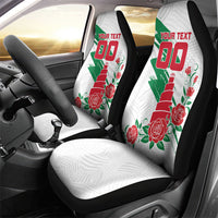 Personalized Iraq Football Car Seat Cover Hawk Mascot Soccer - Samarra Tower And Red Roses