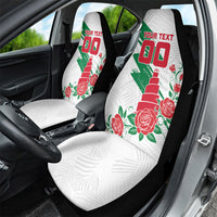 Personalized Iraq Football Car Seat Cover Hawk Mascot Soccer - Samarra Tower And Red Roses