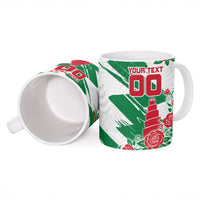 Personalized Iraq Football Ceramic Mug Hawk Mascot Soccer - Samarra Tower And Red Roses
