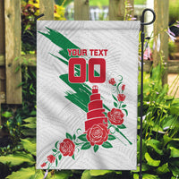 Personalized Iraq Football Garden Flag Hawk Mascot Soccer - Samarra Tower And Red Roses
