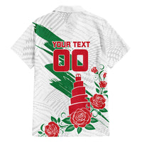 Personalized Iraq Football Hawaiian Shirt Hawk Mascot Soccer - Samarra Tower And Red Roses