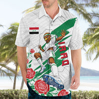 Personalized Iraq Football Hawaiian Shirt Hawk Mascot Soccer - Samarra Tower And Red Roses