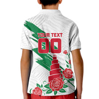 Personalized Iraq Football Kid Polo Shirt Hawk Mascot Soccer - Samarra Tower And Red Roses