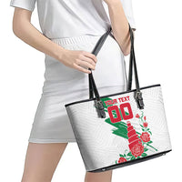 Personalized Iraq Football Leather Tote Bag Hawk Mascot Soccer - Samarra Tower And Red Roses
