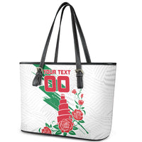 Personalized Iraq Football Leather Tote Bag Hawk Mascot Soccer - Samarra Tower And Red Roses