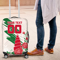 Personalized Iraq Football Luggage Cover Hawk Mascot Soccer - Samarra Tower And Red Roses