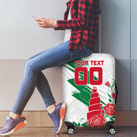 Personalized Iraq Football Luggage Cover Hawk Mascot Soccer - Samarra Tower And Red Roses