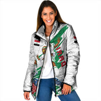 Personalized Iraq Football Padded Jacket Hawk Mascot Soccer - Samarra Tower And Red Roses