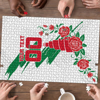 Personalized Iraq Football Puzzle Hawk Mascot Soccer - Samarra Tower And Red Roses