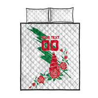 Personalized Iraq Football Quilt Bed Set Hawk Mascot Soccer - Samarra Tower And Red Roses