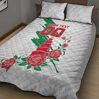 Personalized Iraq Football Quilt Bed Set Hawk Mascot Soccer - Samarra Tower And Red Roses