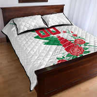 Personalized Iraq Football Quilt Bed Set Hawk Mascot Soccer - Samarra Tower And Red Roses