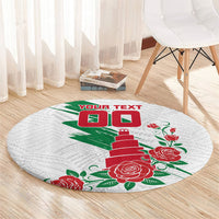 Personalized Iraq Football Round Carpet Hawk Mascot Soccer - Samarra Tower And Red Roses