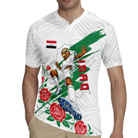 Personalized Iraq Football Rugby Jersey Hawk Mascot Soccer - Samarra Tower And Red Roses