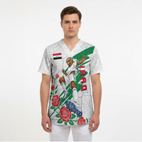 Personalized Iraq Football Scrub Top Hawk Mascot Soccer - Samarra Tower And Red Roses
