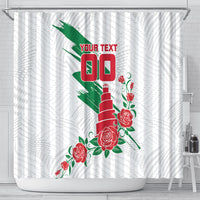Personalized Iraq Football Shower Curtain Hawk Mascot Soccer - Samarra Tower And Red Roses