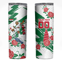 Personalized Iraq Football Skinny Tumbler Hawk Mascot Soccer - Samarra Tower And Red Roses