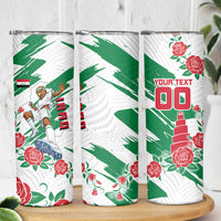 Personalized Iraq Football Skinny Tumbler Hawk Mascot Soccer - Samarra Tower And Red Roses