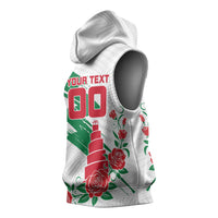Personalized Iraq Football Sleeveless Hoodie Hawk Mascot Soccer - Samarra Tower And Red Roses