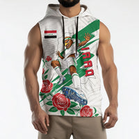 Personalized Iraq Football Sleeveless Hoodie Hawk Mascot Soccer - Samarra Tower And Red Roses
