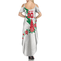 Personalized Iraq Football Summer Maxi Dress Hawk Mascot Soccer - Samarra Tower And Red Roses