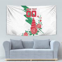Personalized Iraq Football Tapestry Hawk Mascot Soccer - Samarra Tower And Red Roses