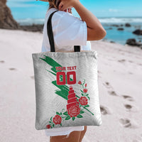 Personalized Iraq Football Tote Bag Hawk Mascot Soccer - Samarra Tower And Red Roses