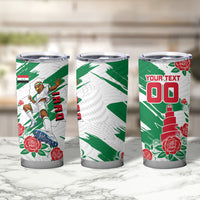Personalized Iraq Football Tumbler Cup Hawk Mascot Soccer - Samarra Tower And Red Roses